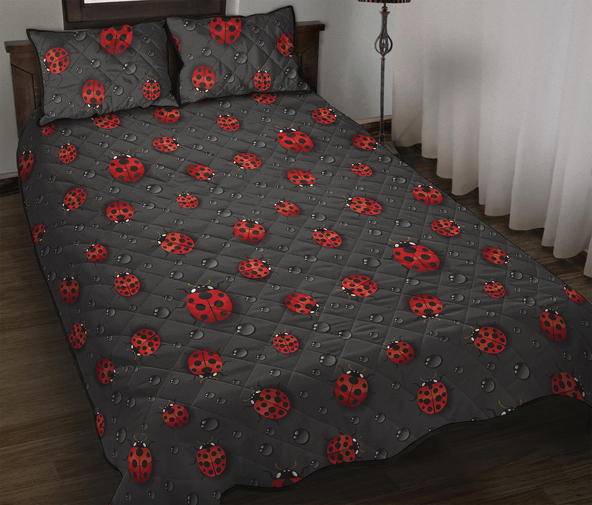 Little Ladybird Pattern Print Quilt Bed Set