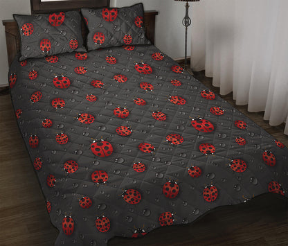Little Ladybird Pattern Print Quilt Bed Set