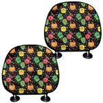 Little Monster Pattern Print Car Headrest Covers