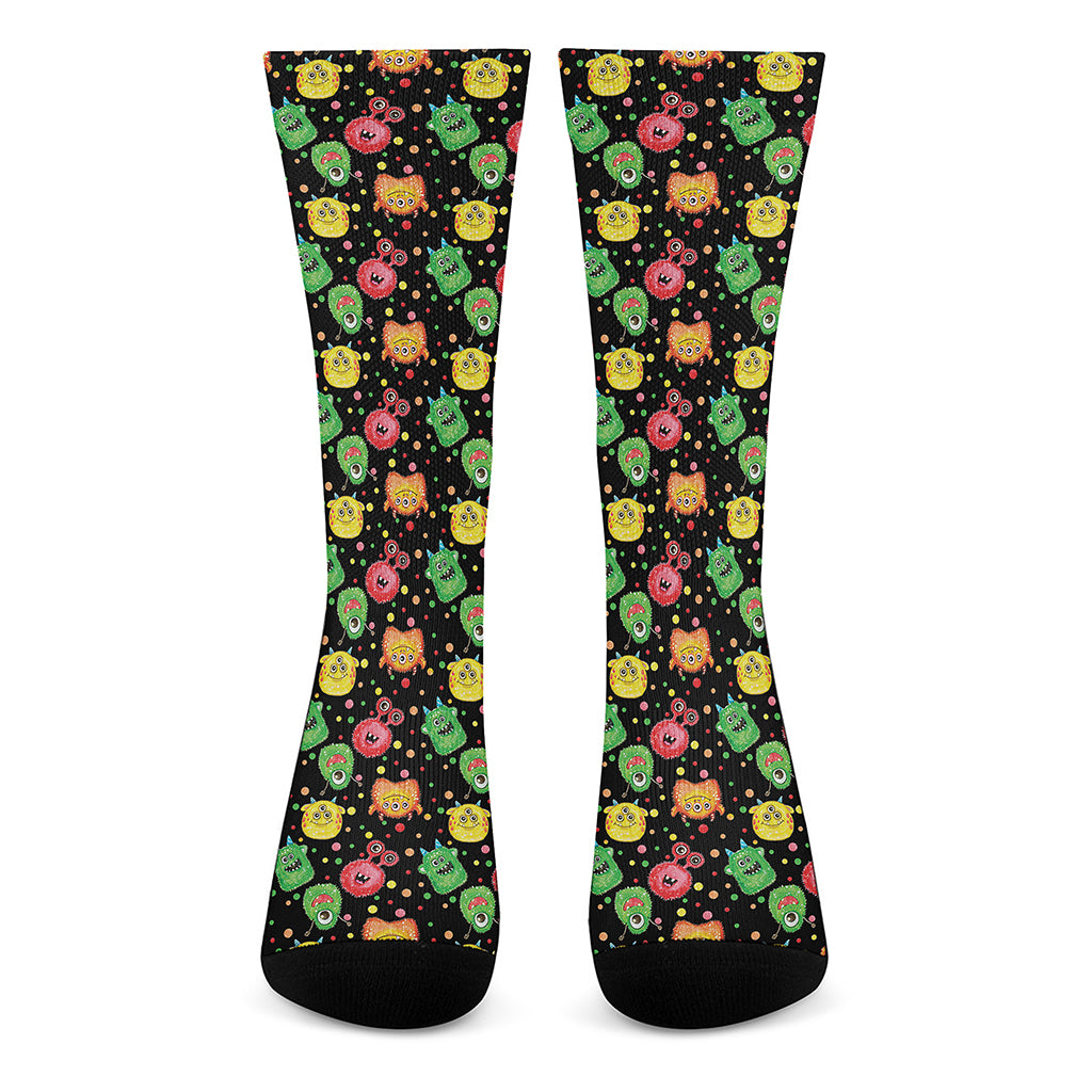 Little Monster Pattern Print Crew Socks