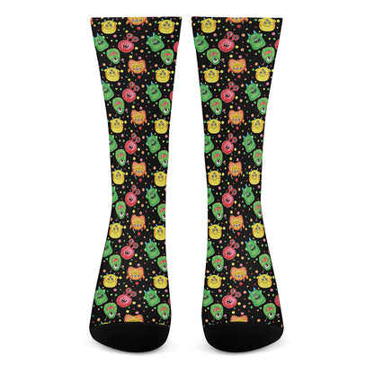 Little Monster Pattern Print Crew Socks