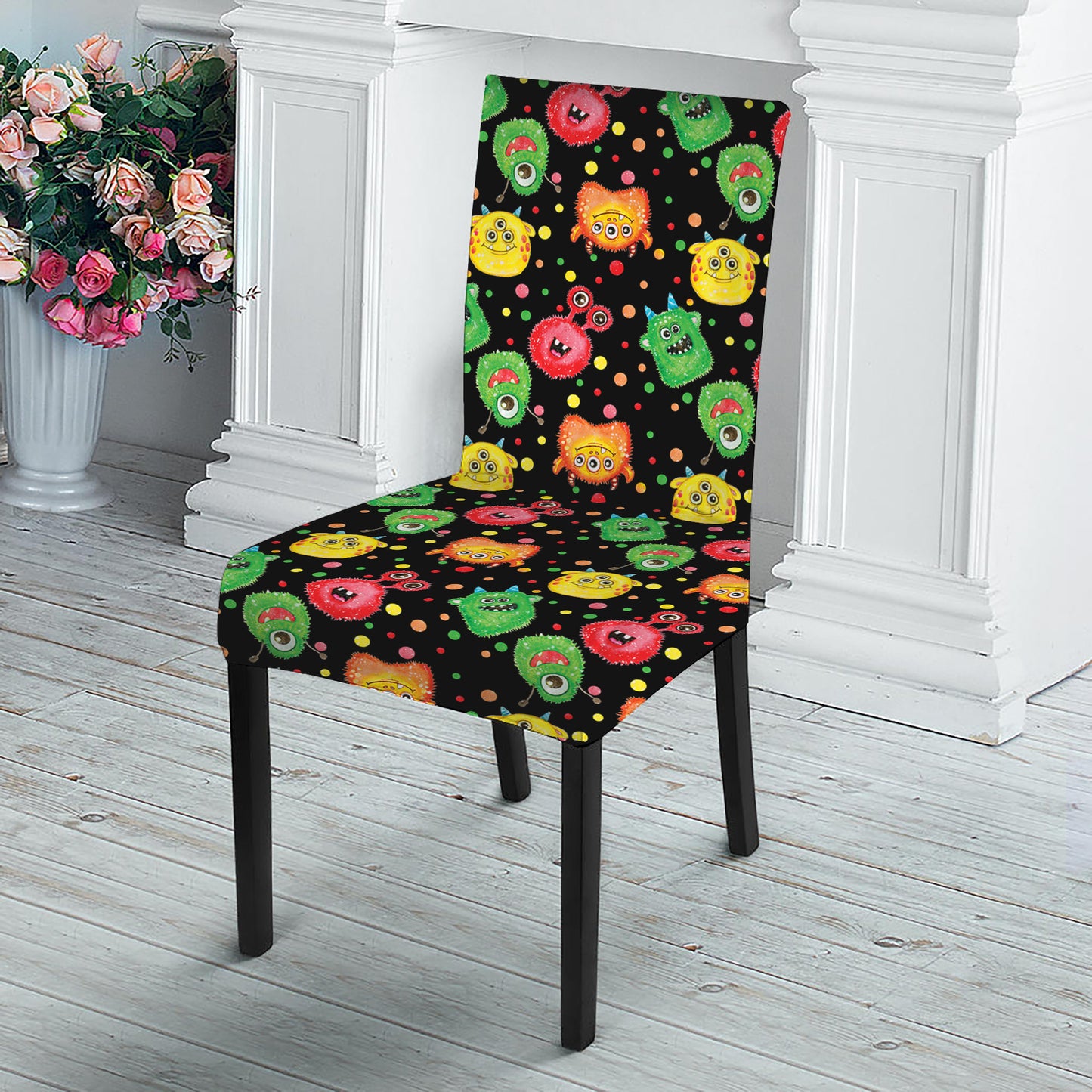 Little Monster Pattern Print Dining Chair Slipcover