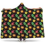 Little Monster Pattern Print Hooded Blanket
