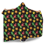 Little Monster Pattern Print Hooded Blanket