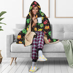 Little Monster Pattern Print Hooded Blanket