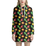 Little Monster Pattern Print Hoodie Dress