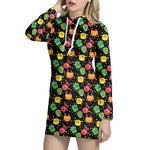 Little Monster Pattern Print Hoodie Dress