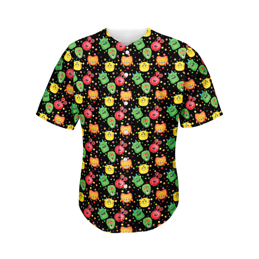 Little Monster Pattern Print Men's Baseball Jersey