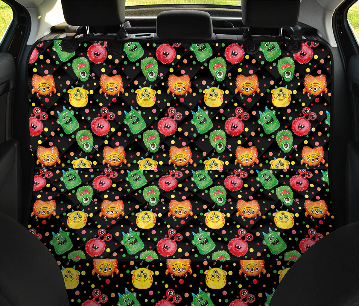 Little Monster Pattern Print Pet Car Back Seat Cover