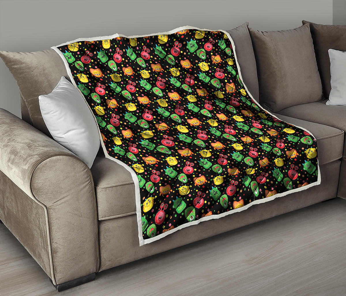 Little Monster Pattern Print Quilt
