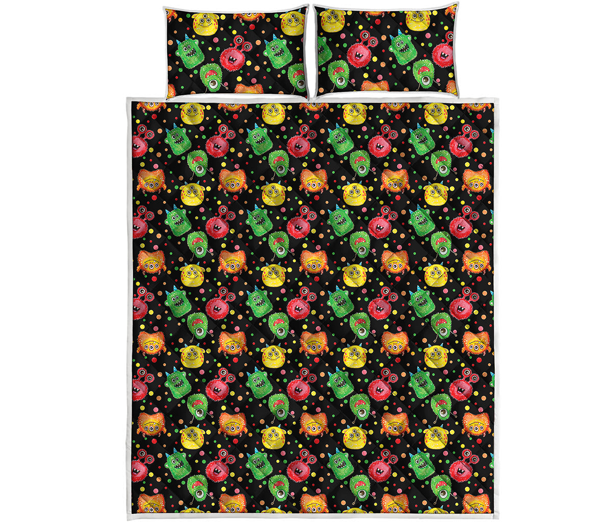 Little Monster Pattern Print Quilt Bed Set