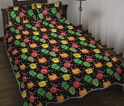 Little Monster Pattern Print Quilt Bed Set