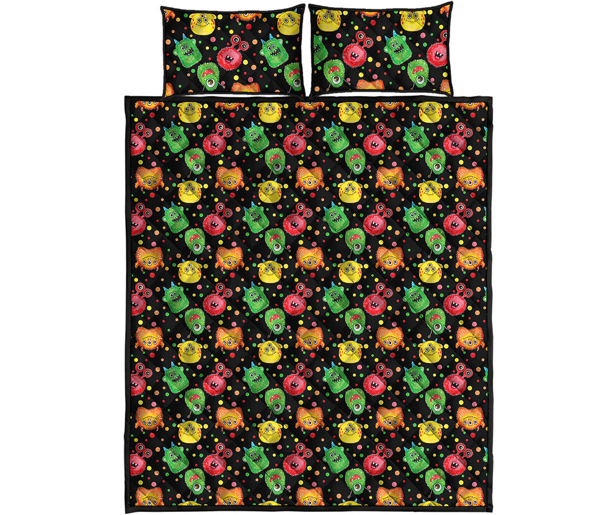 Little Monster Pattern Print Quilt Bed Set