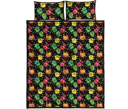 Little Monster Pattern Print Quilt Bed Set