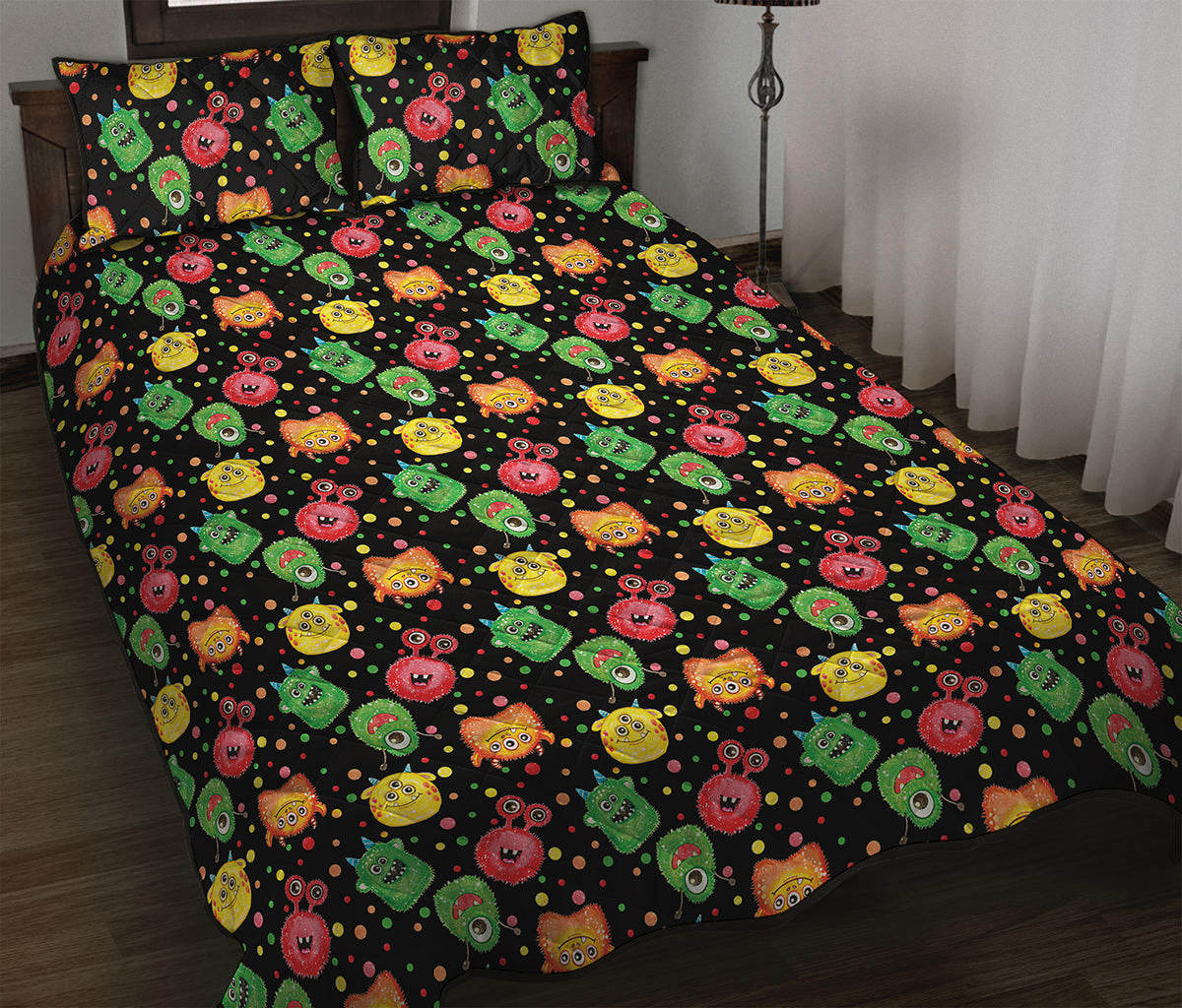 Little Monster Pattern Print Quilt Bed Set