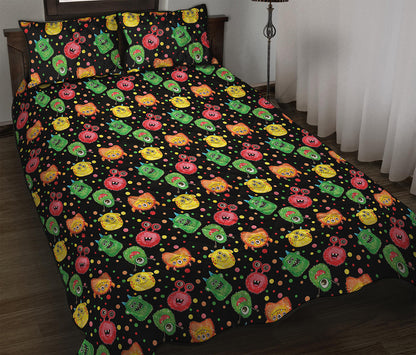 Little Monster Pattern Print Quilt Bed Set