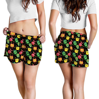 Little Monster Pattern Print Women's Shorts
