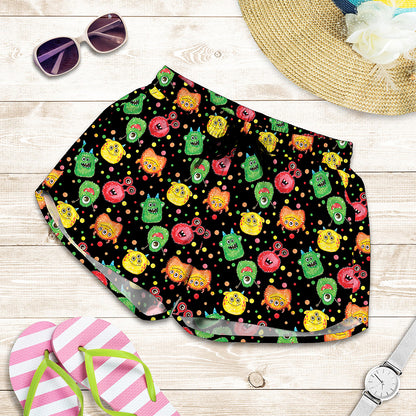 Little Monster Pattern Print Women's Shorts