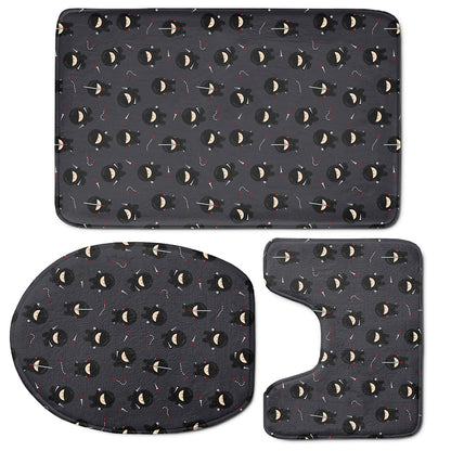 Little Ninja Pattern Print 3 Piece Bath Mat Set