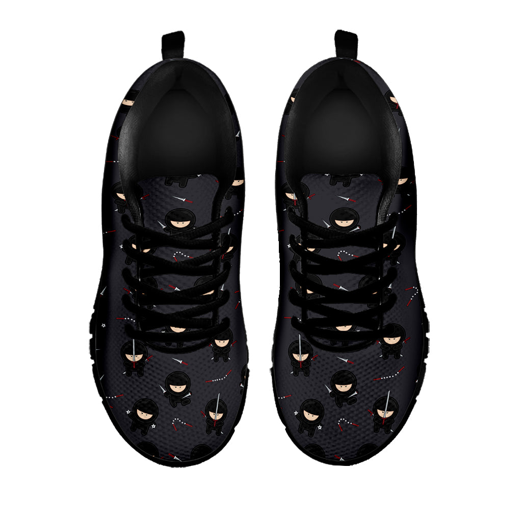 Little Ninja Pattern Print Black Sneakers