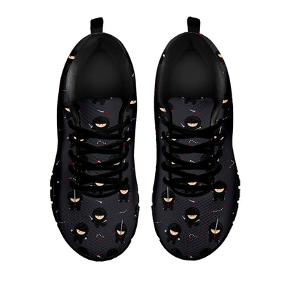 Little Ninja Pattern Print Black Sneakers