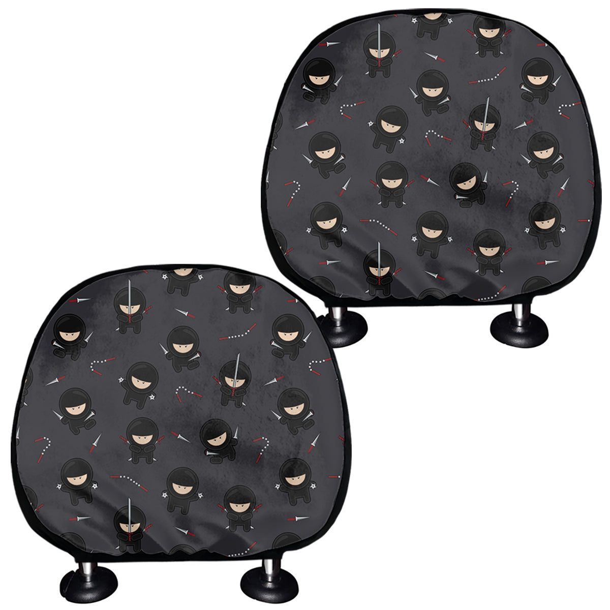 Little Ninja Pattern Print Car Headrest Covers