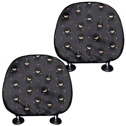 Little Ninja Pattern Print Car Headrest Covers