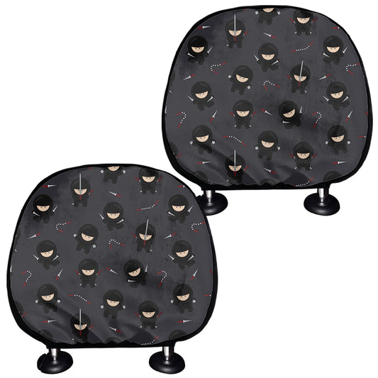 Little Ninja Pattern Print Car Headrest Covers