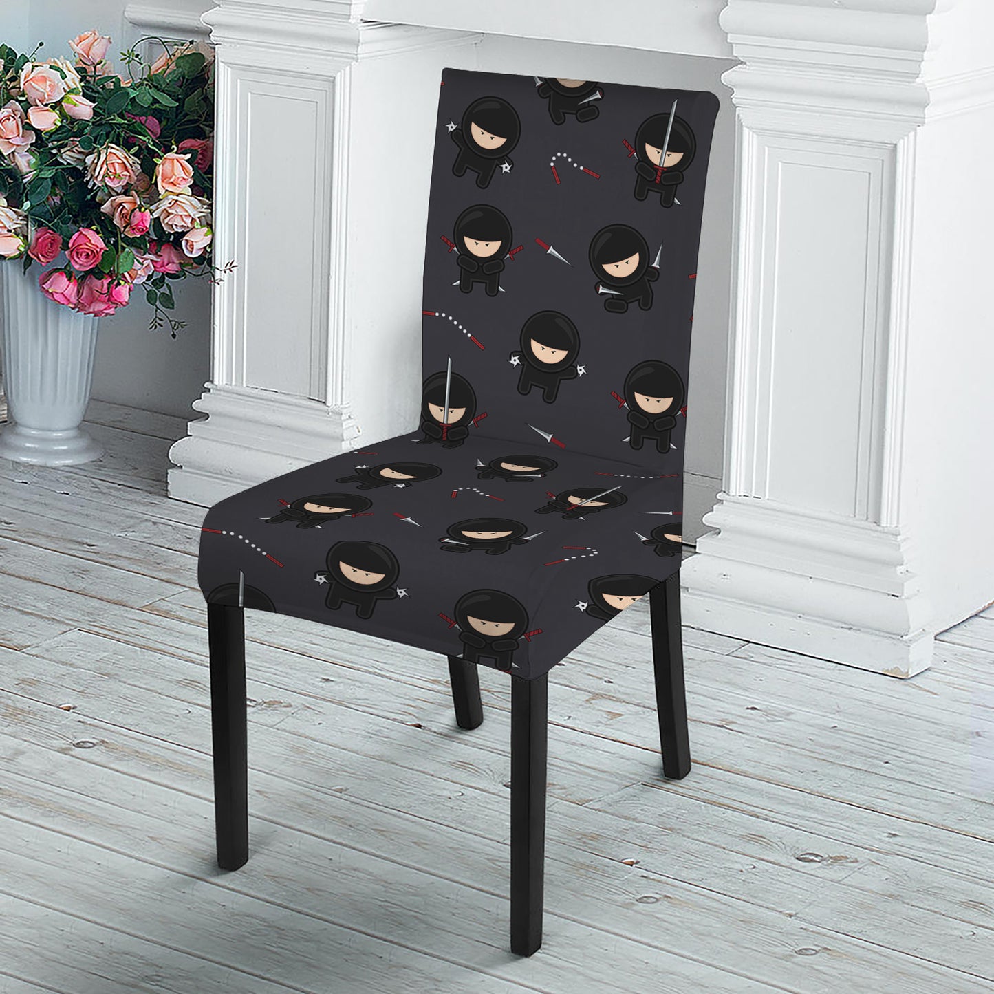 Little Ninja Pattern Print Dining Chair Slipcover