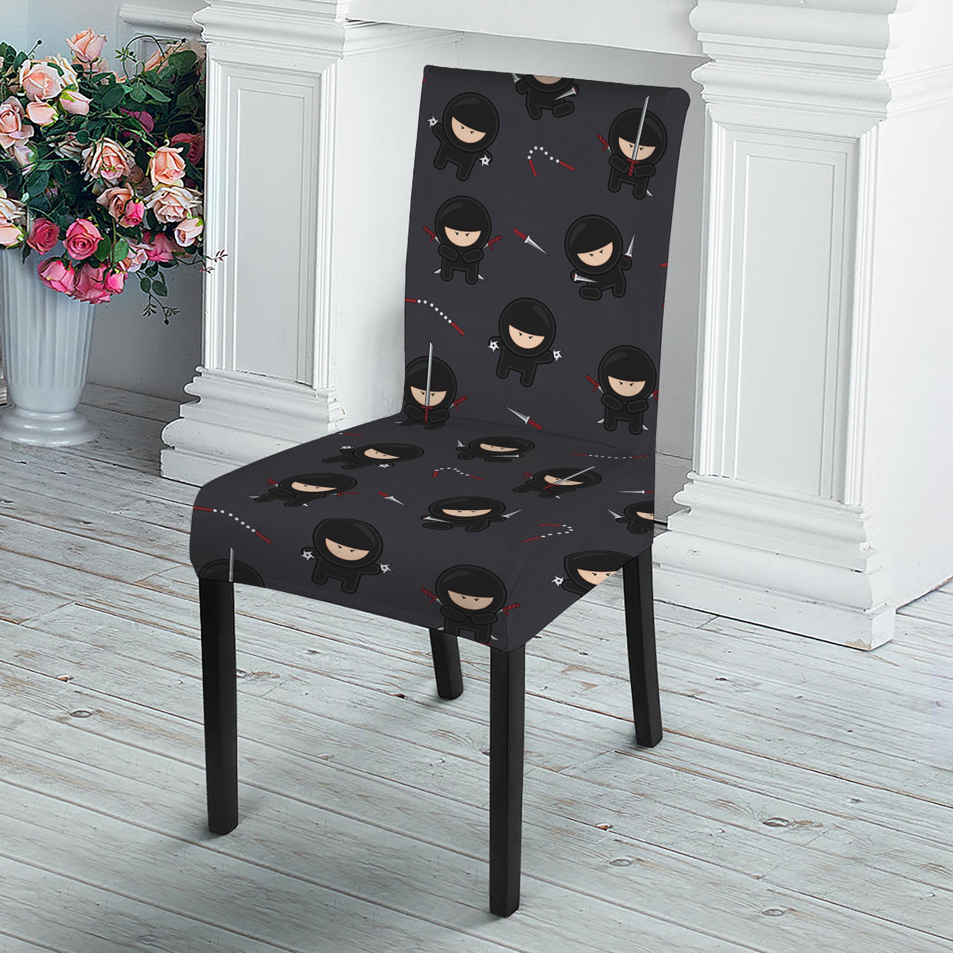 Little Ninja Pattern Print Dining Chair Slipcover
