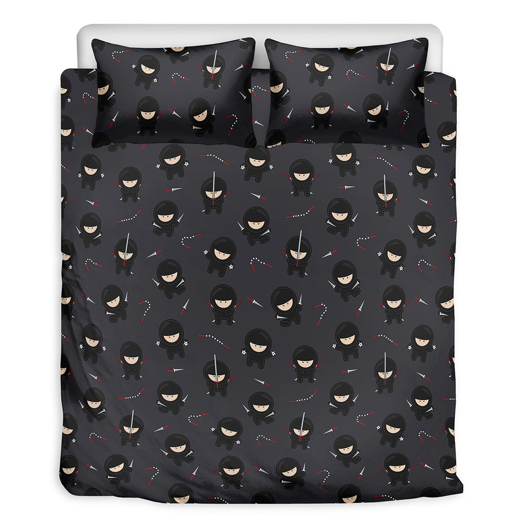 Little Ninja Pattern Print Duvet Cover Bedding Set