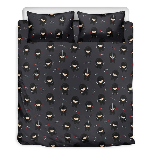 Little Ninja Pattern Print Duvet Cover Bedding Set