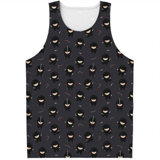 Little Ninja Pattern Print Men's Tank Top