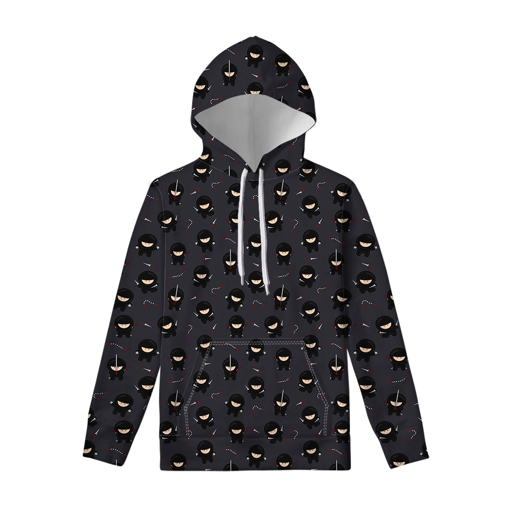 Little Ninja Pattern Print Pullover Hoodie
