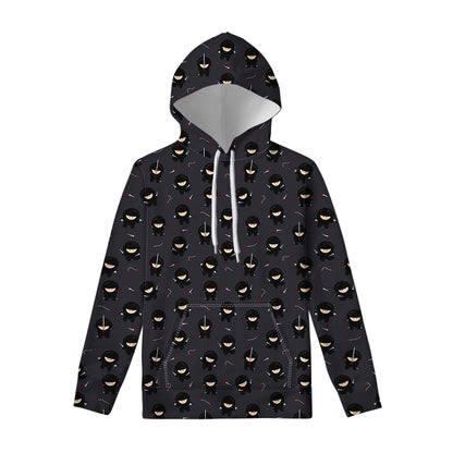 Little Ninja Pattern Print Pullover Hoodie