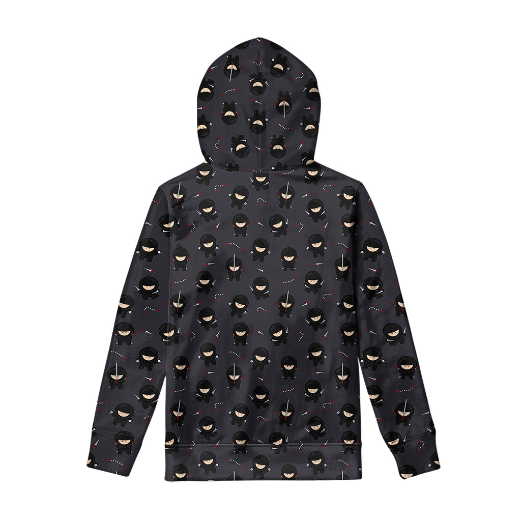 Little Ninja Pattern Print Pullover Hoodie