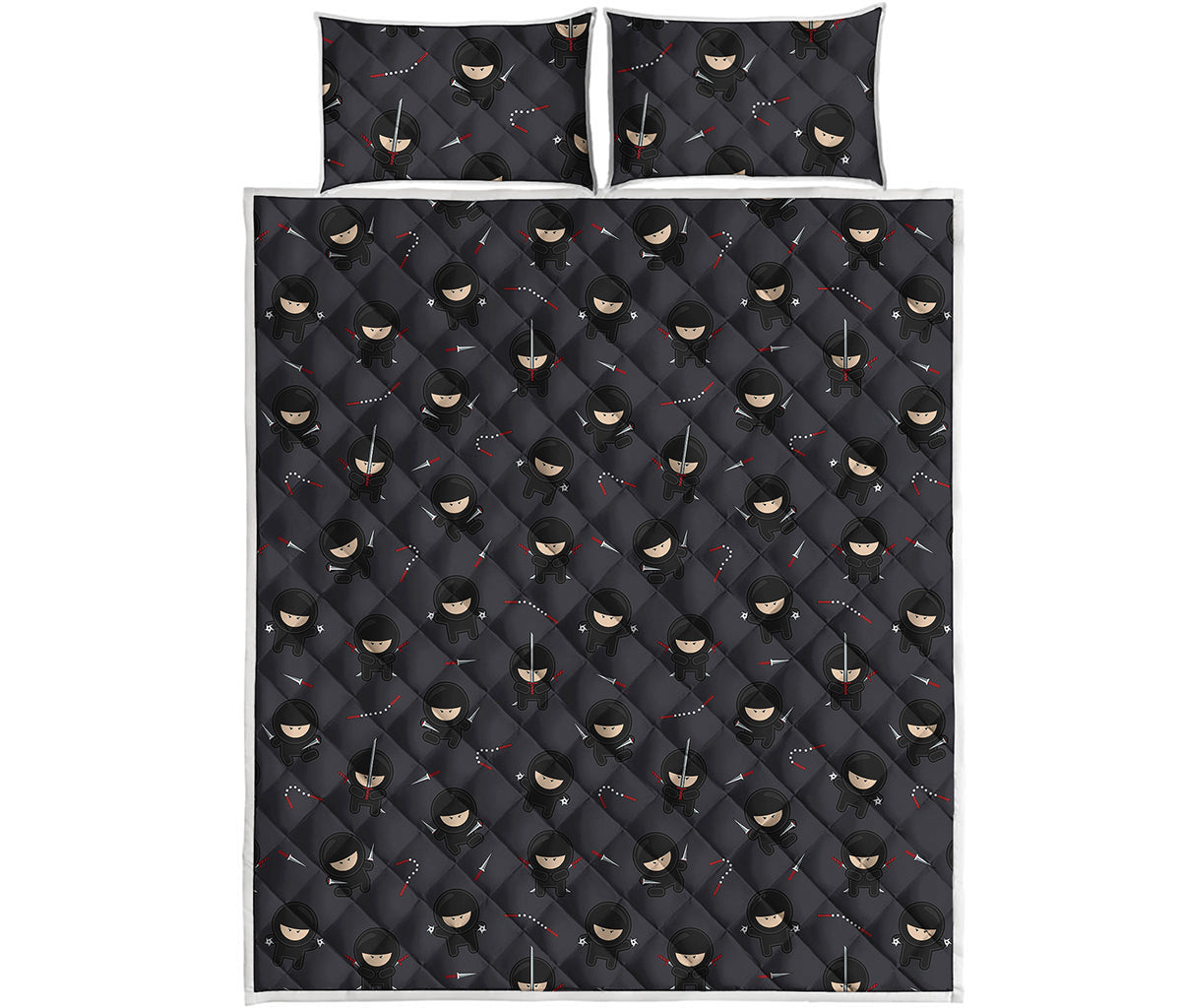 Little Ninja Pattern Print Quilt Bed Set