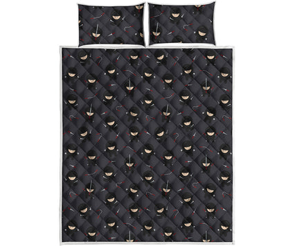 Little Ninja Pattern Print Quilt Bed Set
