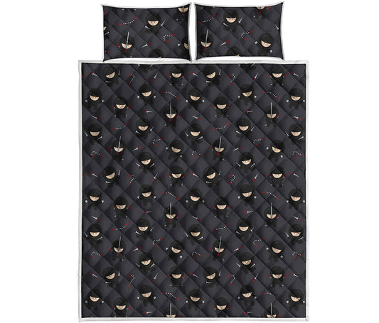 Little Ninja Pattern Print Quilt Bed Set