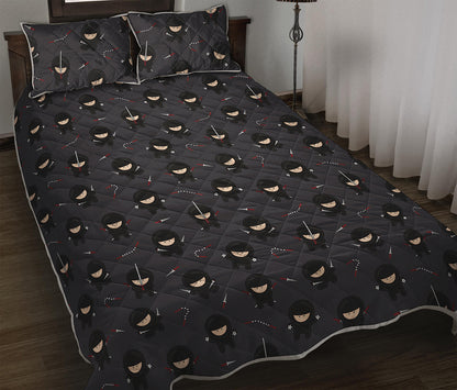 Little Ninja Pattern Print Quilt Bed Set