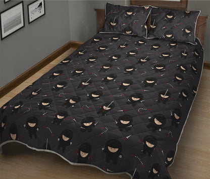 Little Ninja Pattern Print Quilt Bed Set
