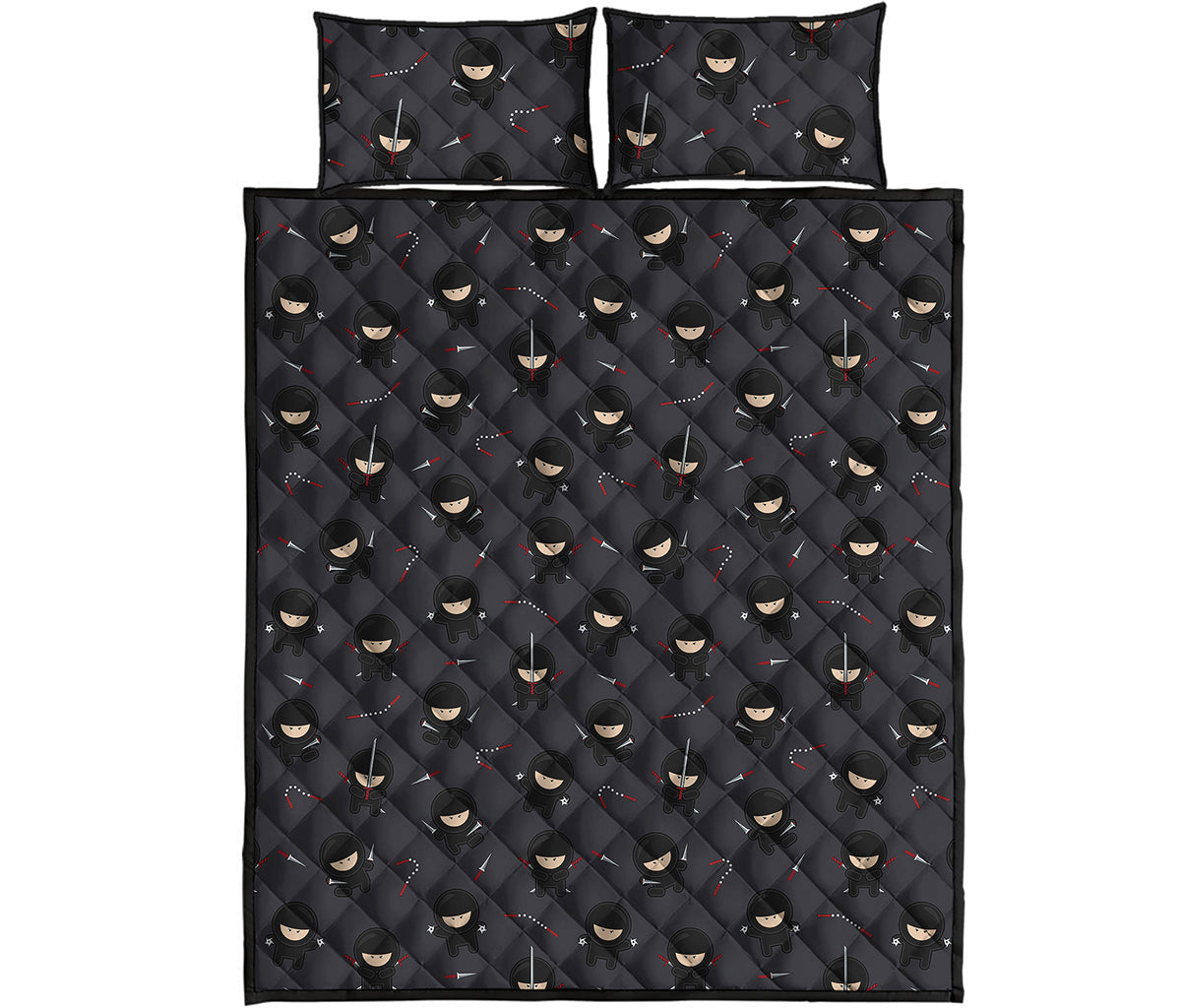 Little Ninja Pattern Print Quilt Bed Set