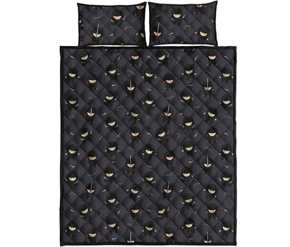 Little Ninja Pattern Print Quilt Bed Set