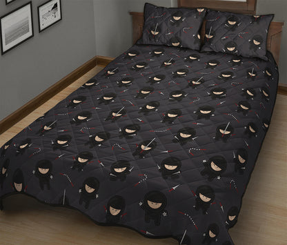 Little Ninja Pattern Print Quilt Bed Set