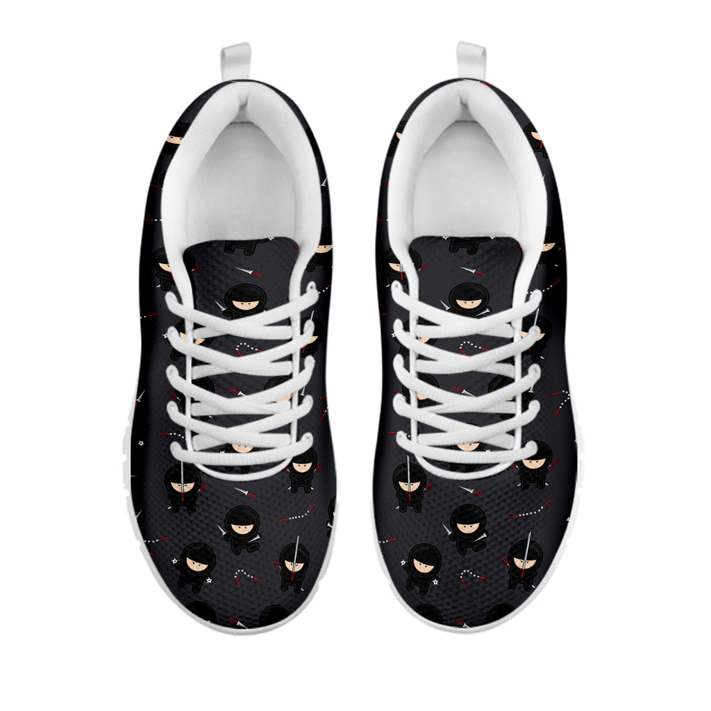 Little Ninja Pattern Print White Sneakers