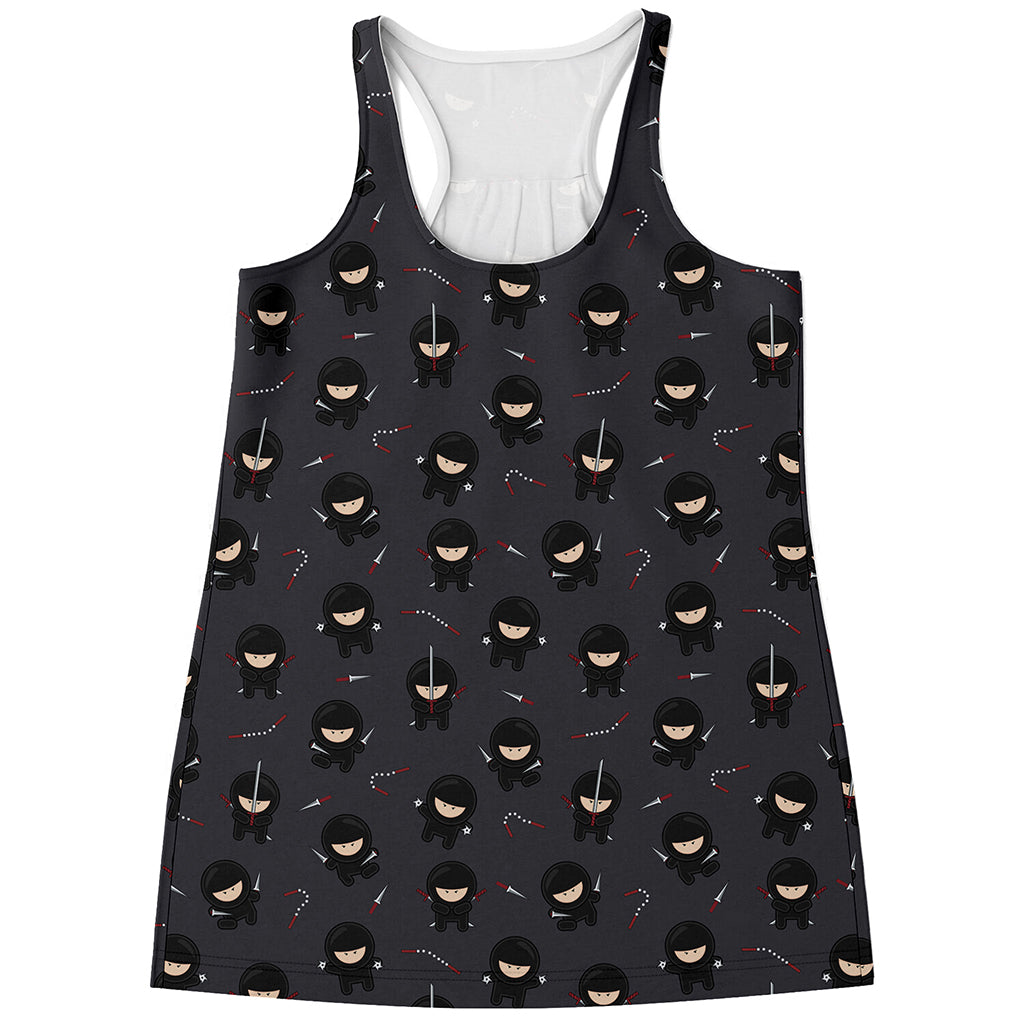 Little Ninja Pattern Print Women's Racerback Tank Top