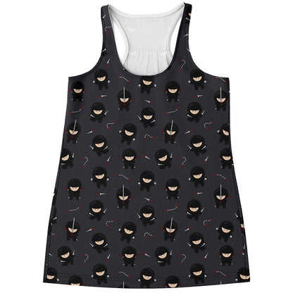 Little Ninja Pattern Print Women's Racerback Tank Top