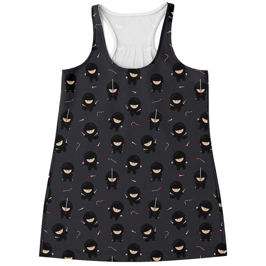 Little Ninja Pattern Print Women's Racerback Tank Top