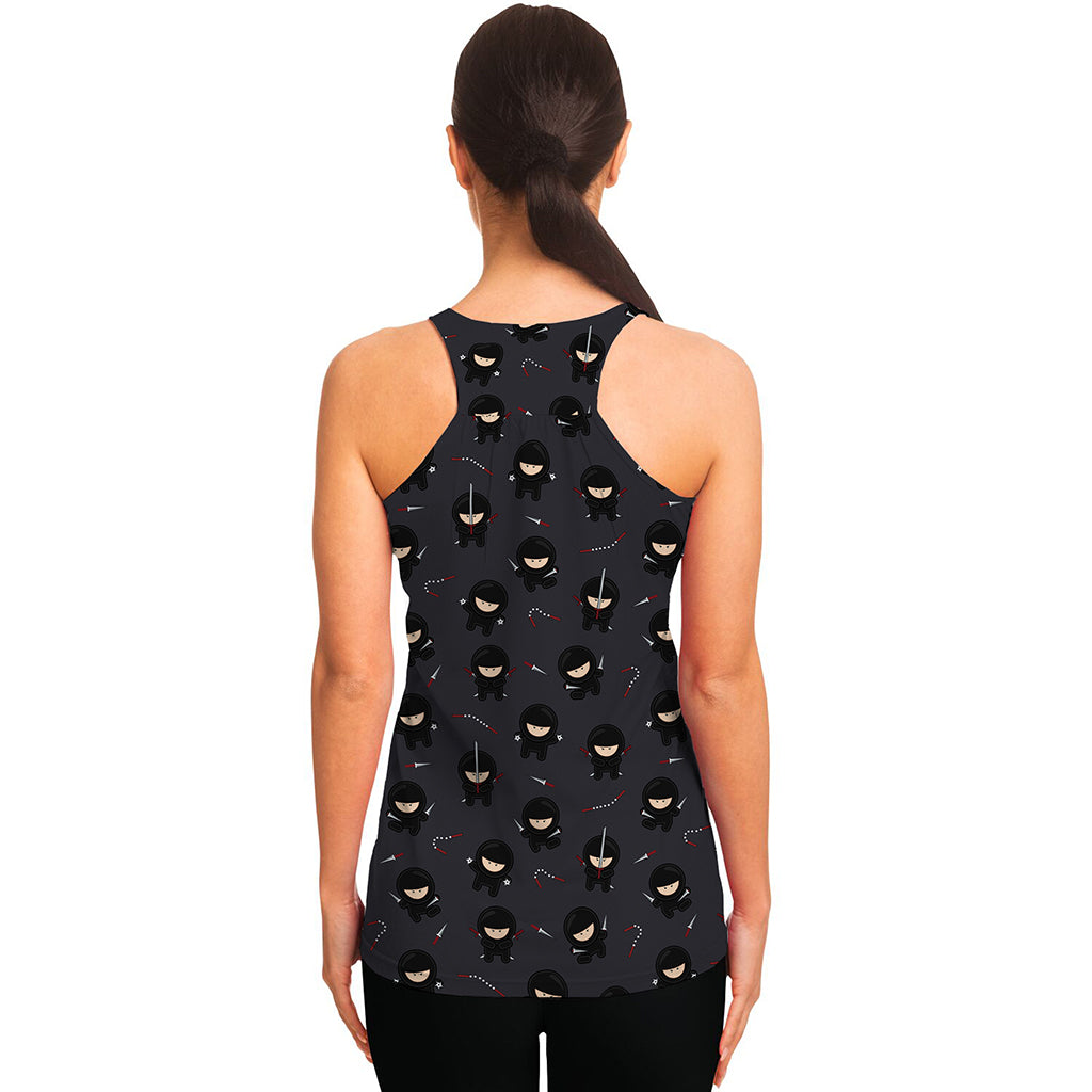 Little Ninja Pattern Print Women's Racerback Tank Top