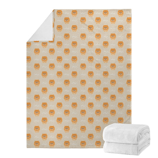 Little Pomeranian Pattern Print Blanket